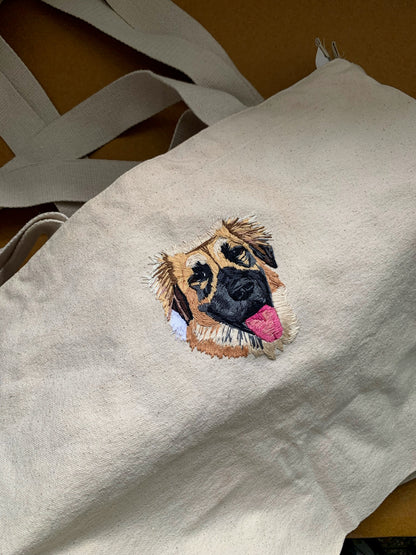Pet Portrait on Tote Bag  (approx 3.5-4”)
