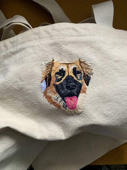 Pet Portrait on Tote Bag  (approx 3.5-4”)