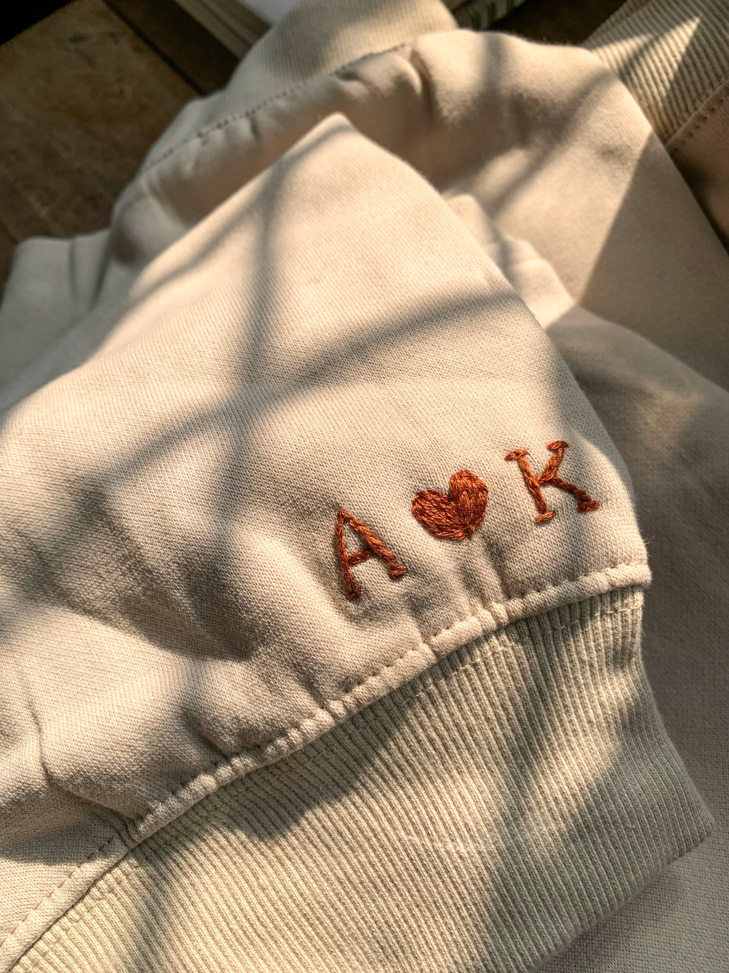 Embroidered Initial on Sweatshirt/Hoodie Sleeve (upto 3 characters)
