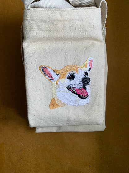 Pet Portrait on Tote Bag  (approx 3.5-4”)