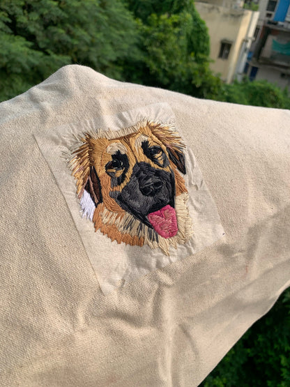 Pet Portrait on Tote Bag  (approx 3.5-4”)