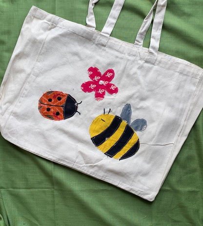 Bee and Ladybug Totebag  (15 x 18 x 5”)