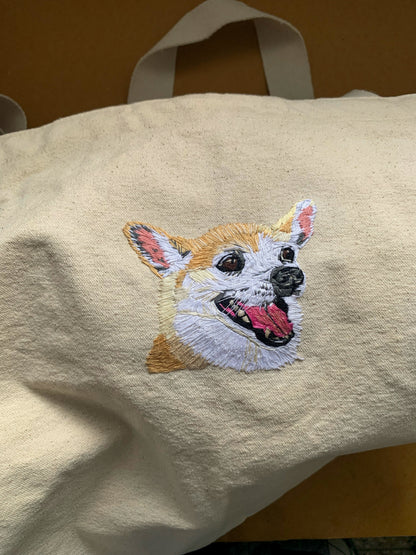Pet Portrait on Tote Bag  (approx 3.5-4”)