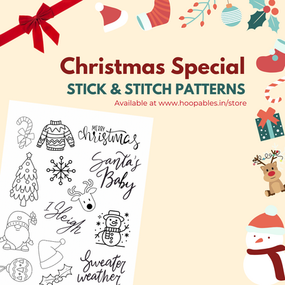 Santa’s baby - Stick and Stitch Patterns -Set of 14