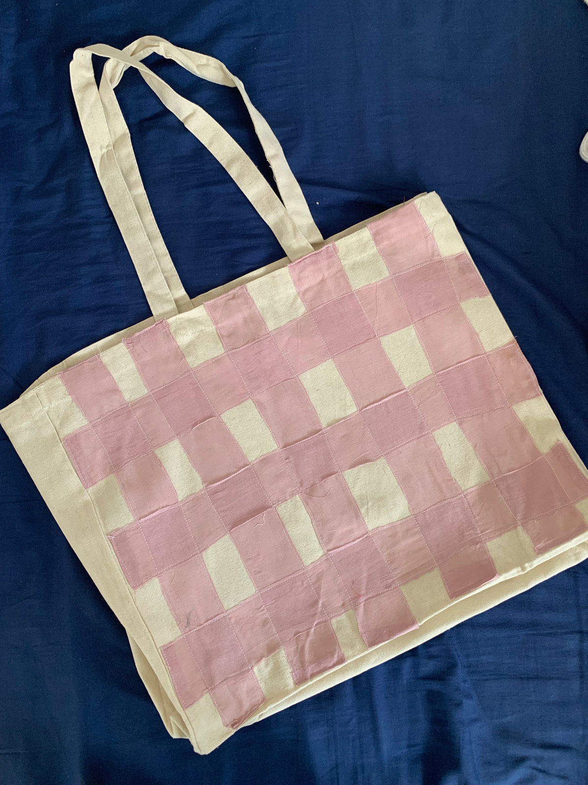 Pink Checks Totebag  (15 x 18 x 5”)