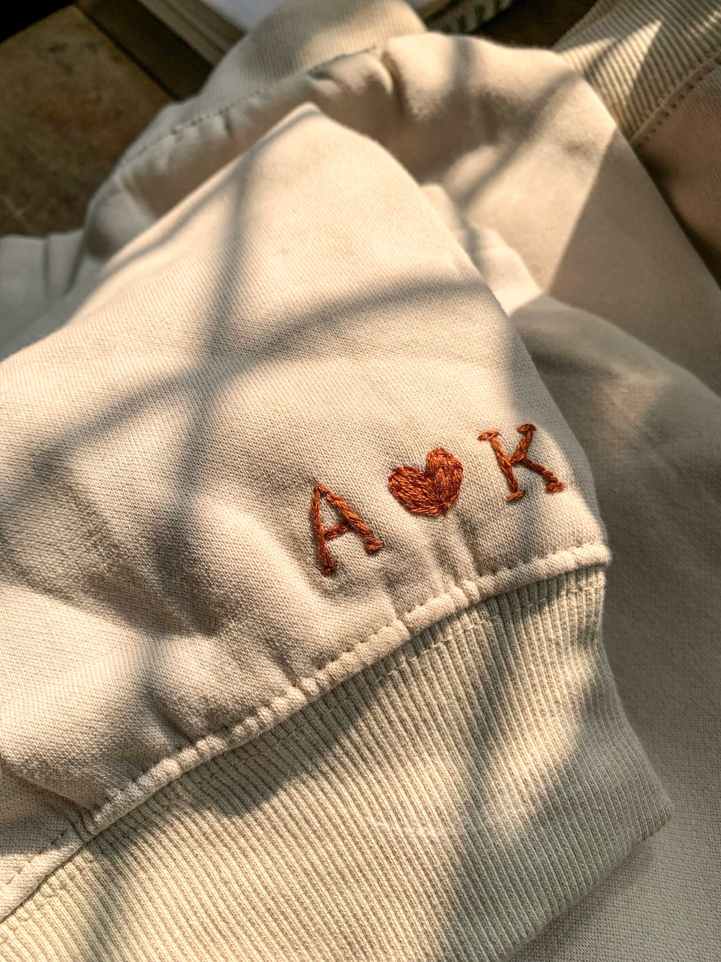 Embroidered Initial on Sweatshirt/Hoodie Sleeve (upto 3 characters)