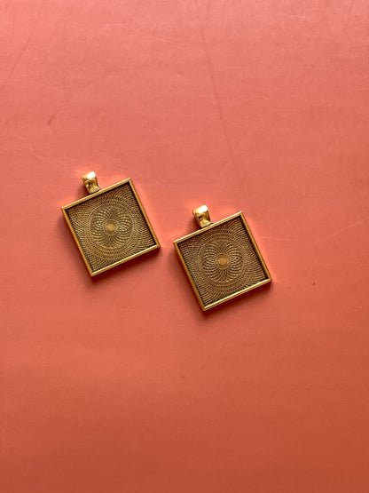 Square Pendant Base - Gold