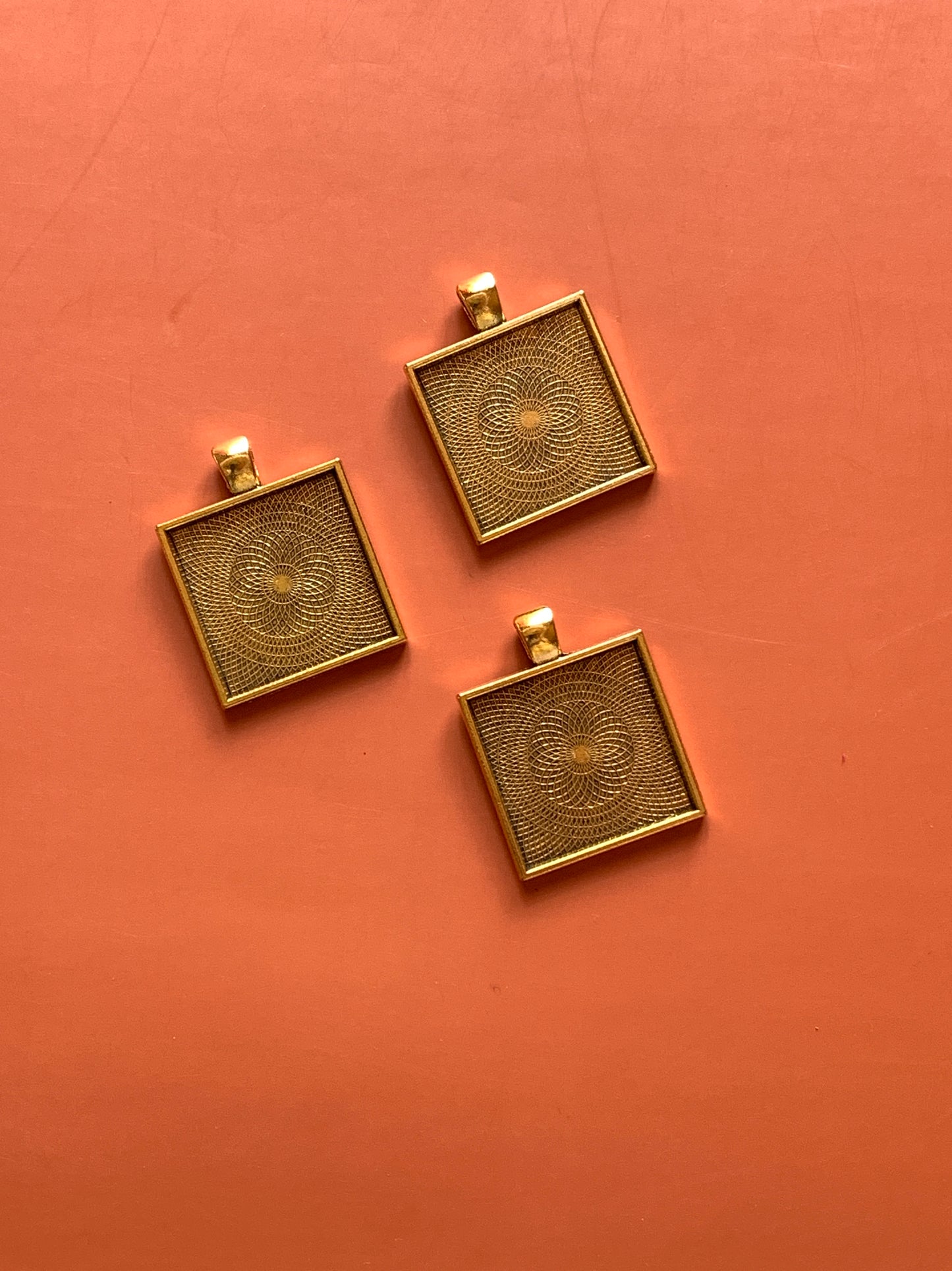 Square Pendant Base - Gold