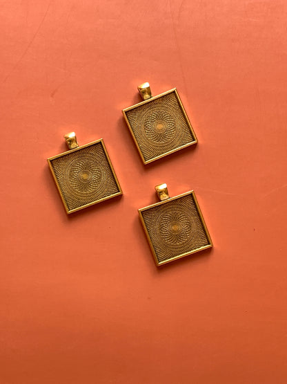Square Pendant Base - Gold