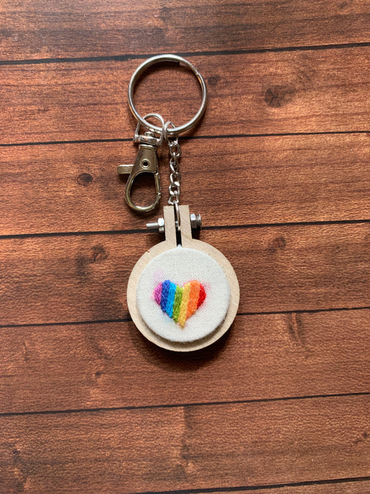 Rainbow Heart- 4 cm Keychain (Made to order)