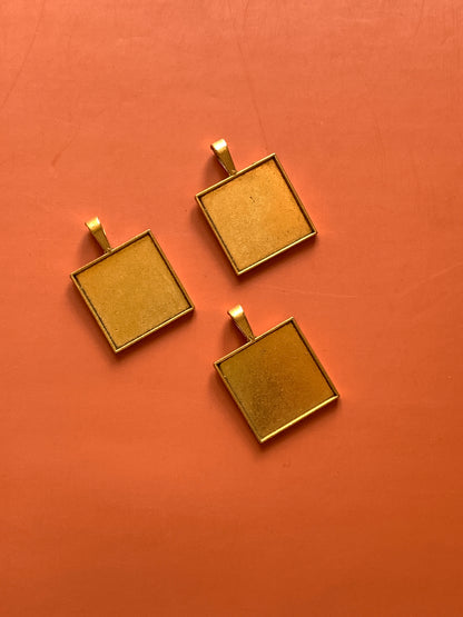 Square Pendant Base - Gold