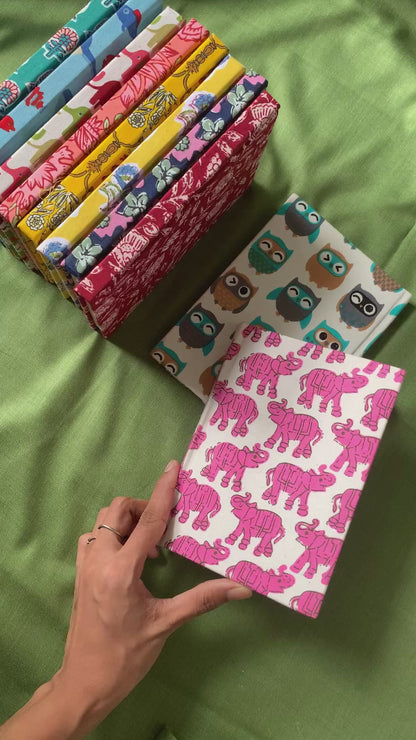 Upcycled fabric-cover Journals - Animal Print (5x7”)